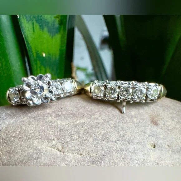 Vintage 14k Diamond Ring Set - Picture 5 of 7